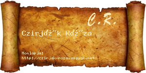 Czirják Róza névjegykártya